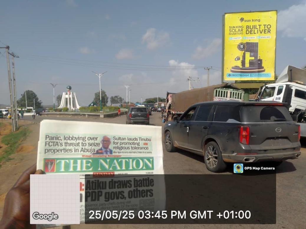 Jos/Abuja Road at Maraban Jamaa Roundabout, Jos — portrait static billboard site