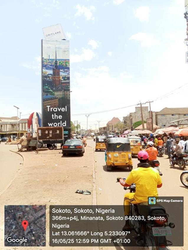 Kalambiana Road at Minanata Roundabout, Sokoto — portrait static billboard site