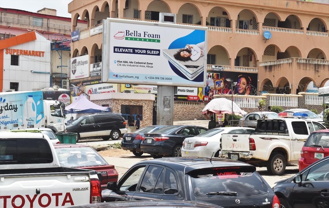 Ademola Adetokunbo Crescent by Jabi Lake Mall, Abuja — landscape (one led face) static billboard site